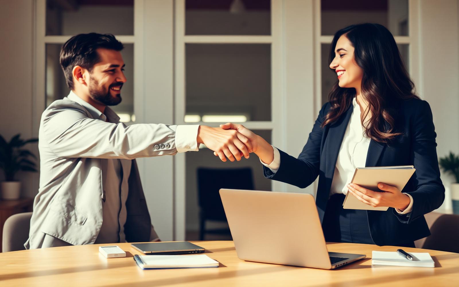 Due professionisti collaborano in un ufficio luminoso